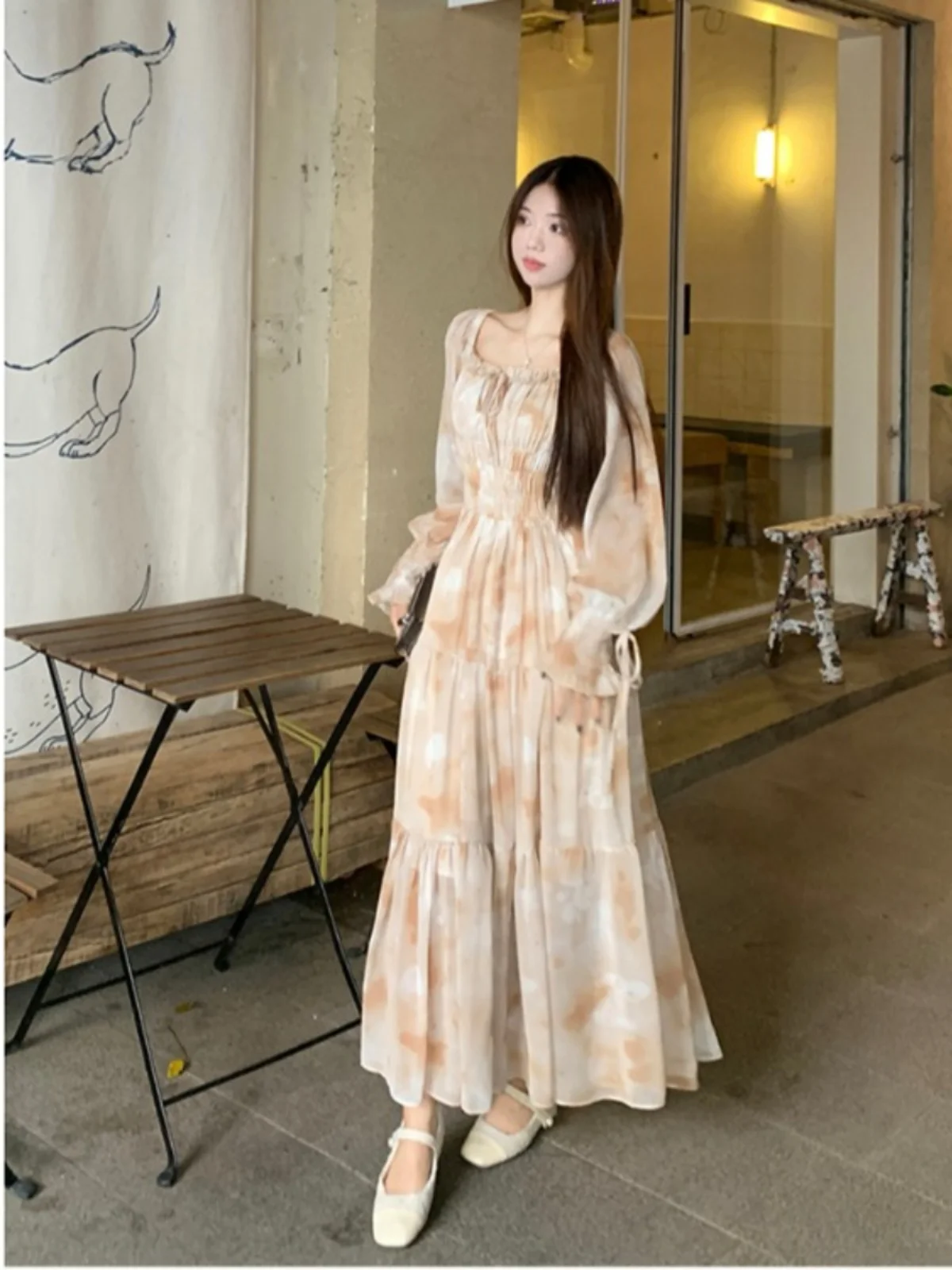 

Новое женское платье больших размеров с цветочным принтом, весеннее, с завышенной талией, длиной до колена, в корейском стиле, для повседневной носки