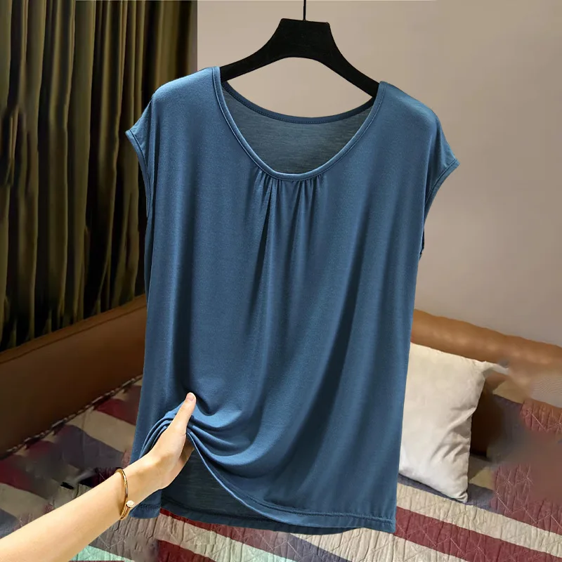 

Summer Women's 2024 New Pullover O-Neck Patchwork Fashion Solid Minimalist Casual Loose Thin All-match Short Sleeved T-shirt Top