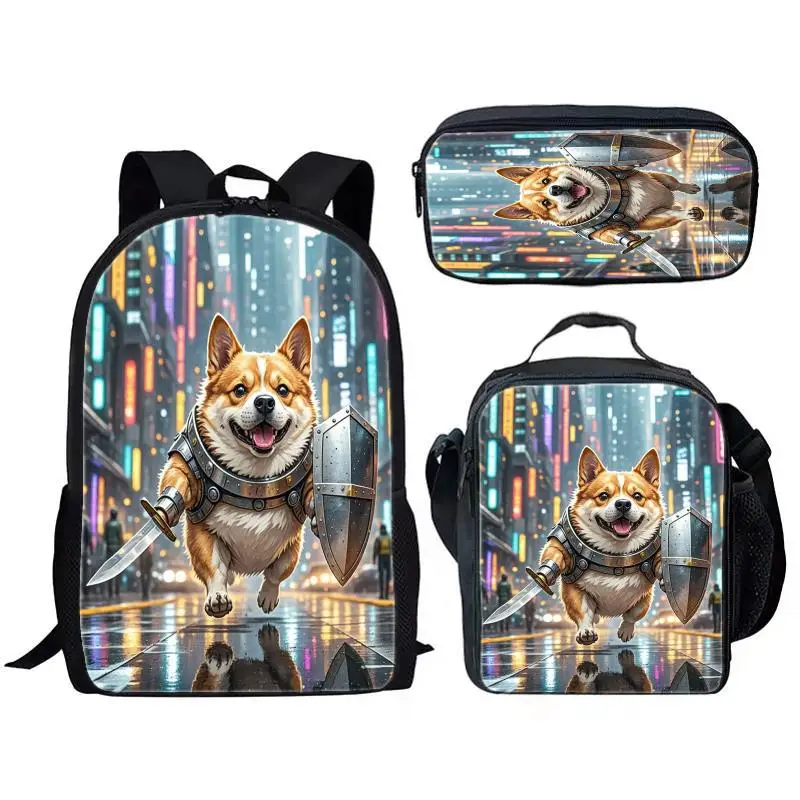

Hip Hop Popular Funny dog doing 3D Print 3pcs/Set pupil School Bags Laptop Daypack Backpack Crossbody Lunch bag Pencil Case