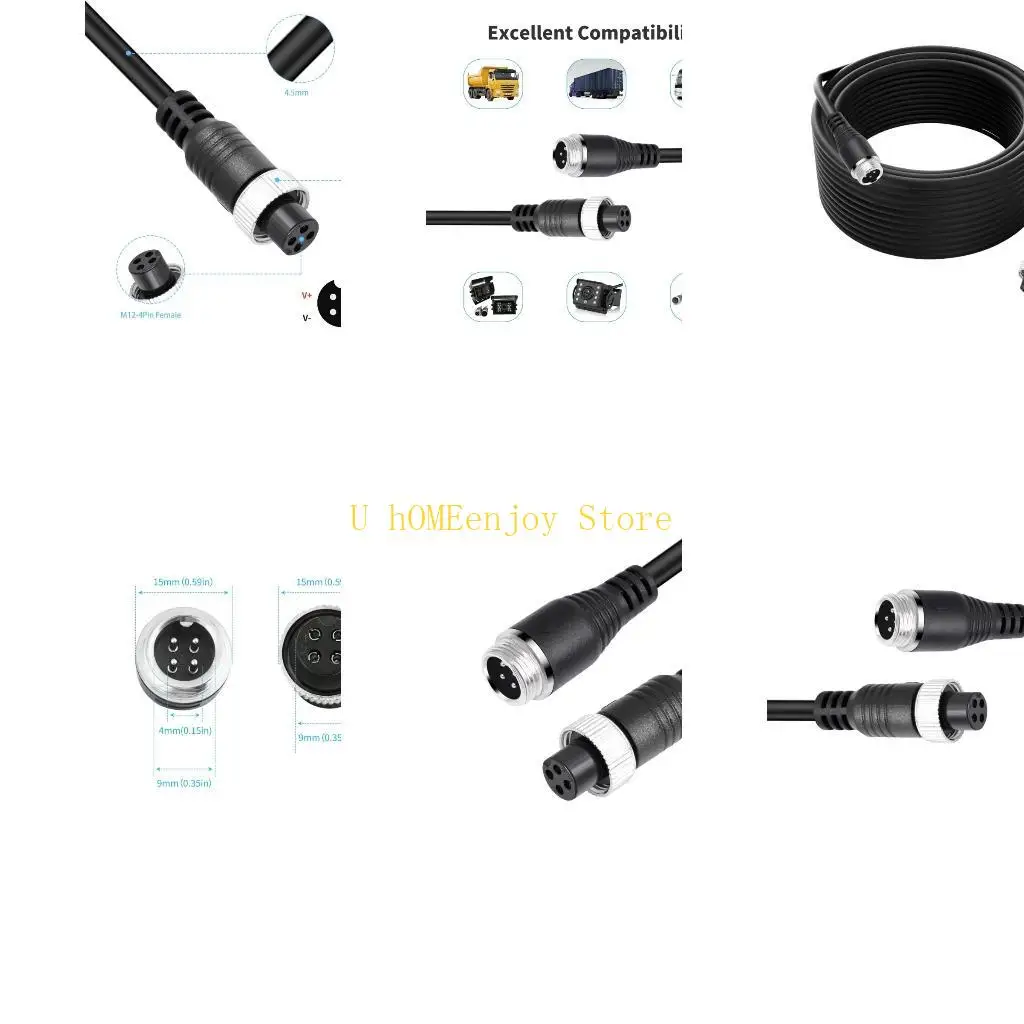 

B0KF Aviation 4Pin Video And Video Transmission Cable For Rearview Camera Connection