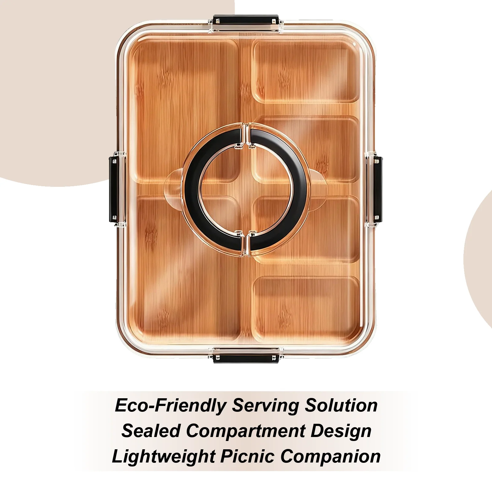 

Сервировочный поднос с ручками, разделенный органайзер с крышкой-ручкой, портативный поднос для закусок для фруктов, конфет, сыров, овощей