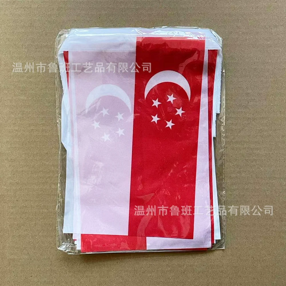 （TIKI FLAG）20pcs/lot Singapore bunting flags 14x21cm Pennant Singapore String Banner Festival Party Holiday for decoration