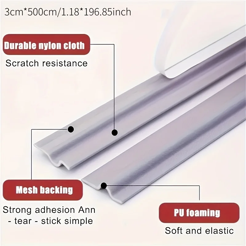 196.85 بوصة ذاتية اللصق مانعة لتسرب الماء شريط عازل بلاستيكي متين للحد من الضوضاء سطح محكم للاستخدام المنزلي في الشتاء