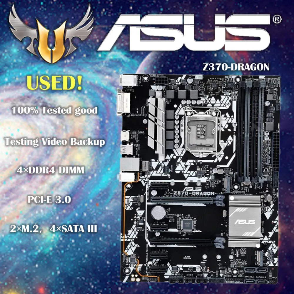 

ASUS Z370-DRAGON LGA 1151 DDR4 64GB Intel Z370 Core i7/i5/i3/Celeron cpus M.2 USB3.1 ATX Mainboard