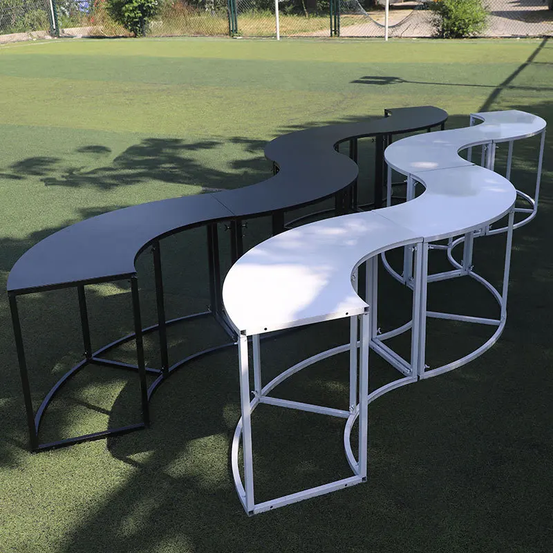 S-Shaped Wrought Iron Dessert Table, Round Flower Stand for Wedding Lawn Party & Scene Arrangement Decoration