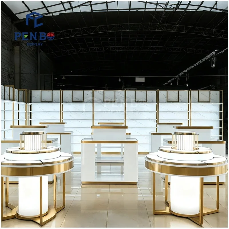 custom.Custom Luxurious Design Circular Glass Perfume Display Counter Modern Design Perfume Display Showcase With Led