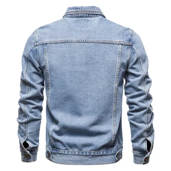 2025 Autumn Men Solid Denim Jackets Fashion Motorcycle Vintage Jeans Jackets Hommes Slim Fit Cotton Casual Black Blue Coats 3