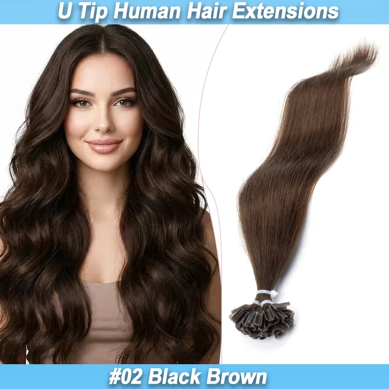 12-20Inch 30g/Pack U Tip Hair Extensions Real Human Hair 50pcs Nail Tip Hair Extensions Pre Bonded Hair Extensions Straight Thick Soft Comfortable Wear