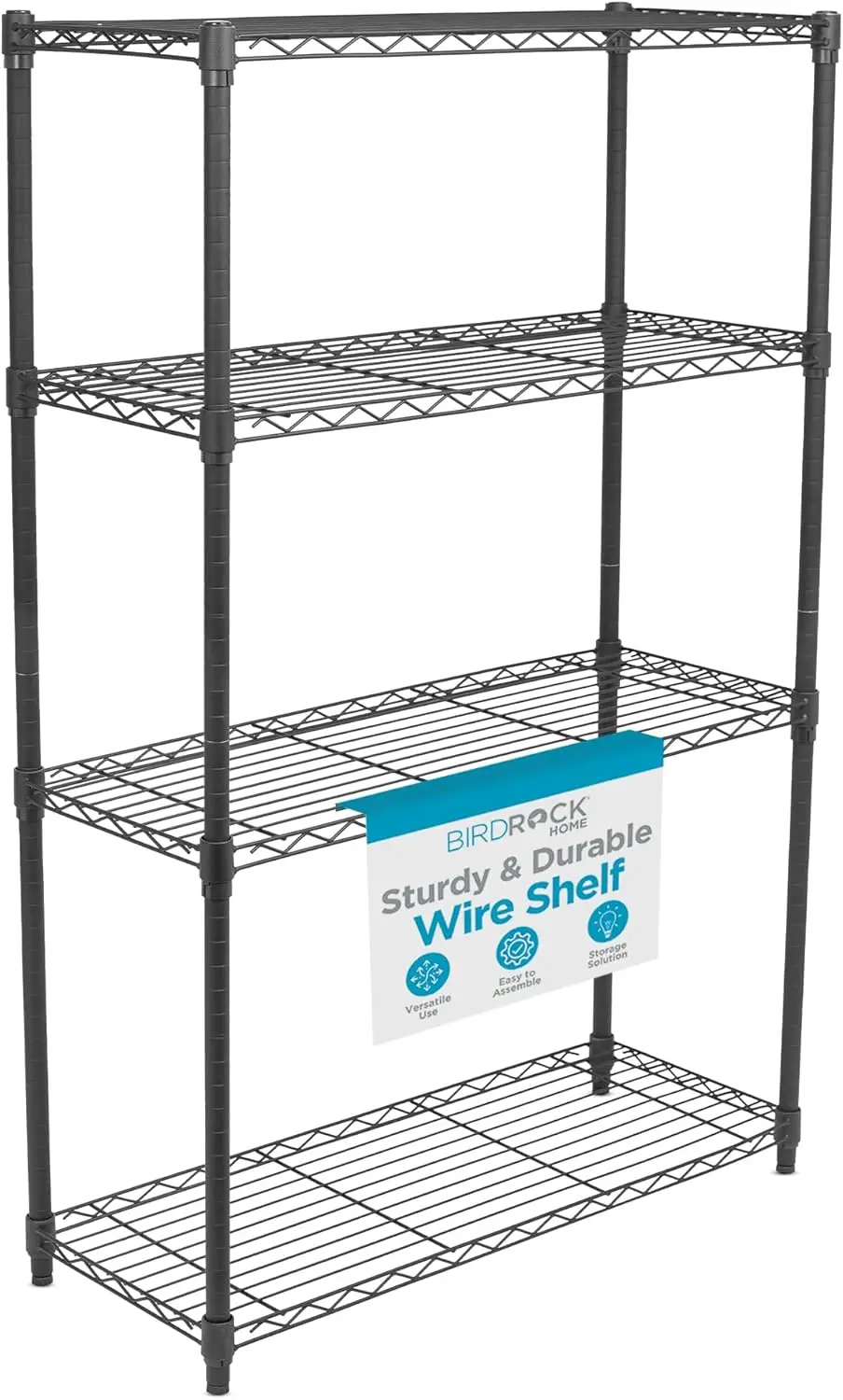 

Heavy Duty 4-Tier Adjustable Wire Shelving Unit, Black Finish for Kitchen Garage Storage
