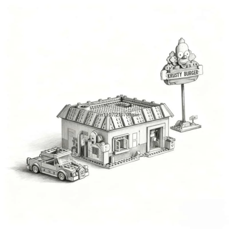 

Stock 1635PCS MOC City Krusty Hamburg Building Model Building Blocks suitable for children Christmas Gift Set gifts