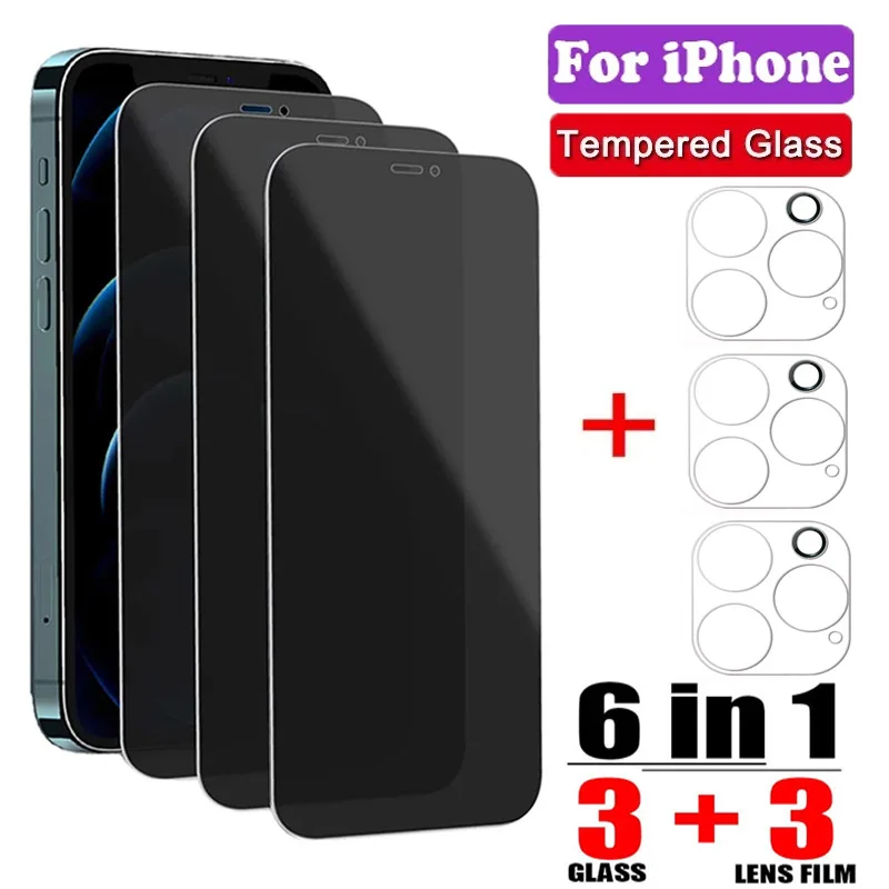 Privacy Tempered Glass for iPhone 15 14Plus 11 12 13 Pro Max Camera Protectors on IPhone 11 Pro Max 12 13 Mini 14Plus Lens Films