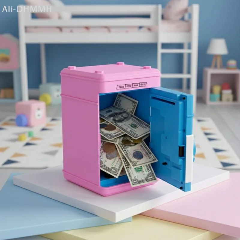 Electronic Piggy Bank Automatic Mini Safe Coins Cash Saving Money Box Password Counter Code Key Lock Coin Bank ATM Child Gift