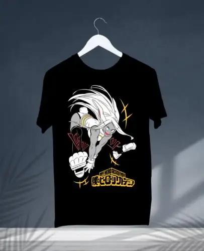 Rabbit Hero Mirko black T-shirt ,anime Rumi Usagiyama Miruko My Hero Academia