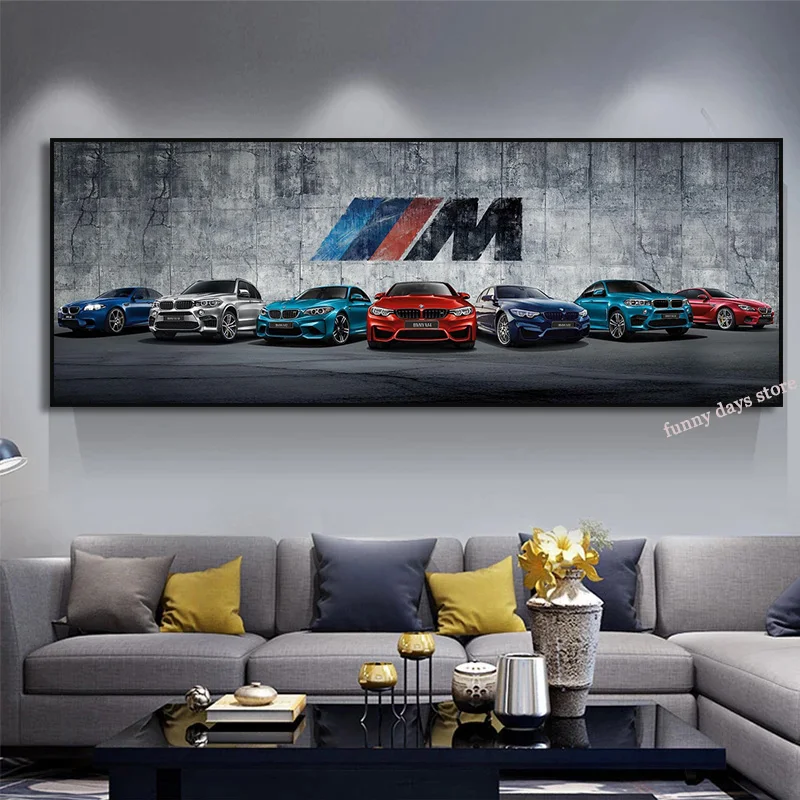 Supercar B M W Luxury Car M3 Family Poster M Series Evolution Car Canvas Painting Print Modern Living Room Wall Art  Home Decor