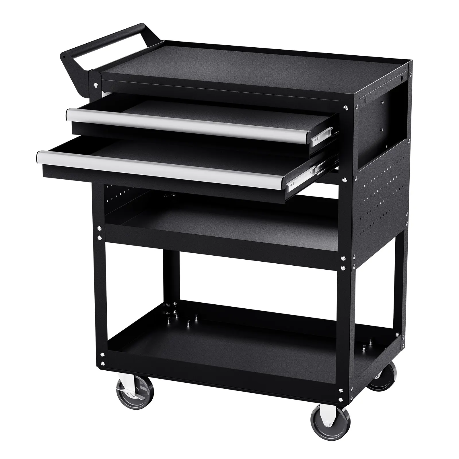 

5-Tier Tool Cart With Wheels, 400 Lbs Load Capacity, Rolling Work Cart With 2 Drawers & Pegboard, Mechanic Tool Storage