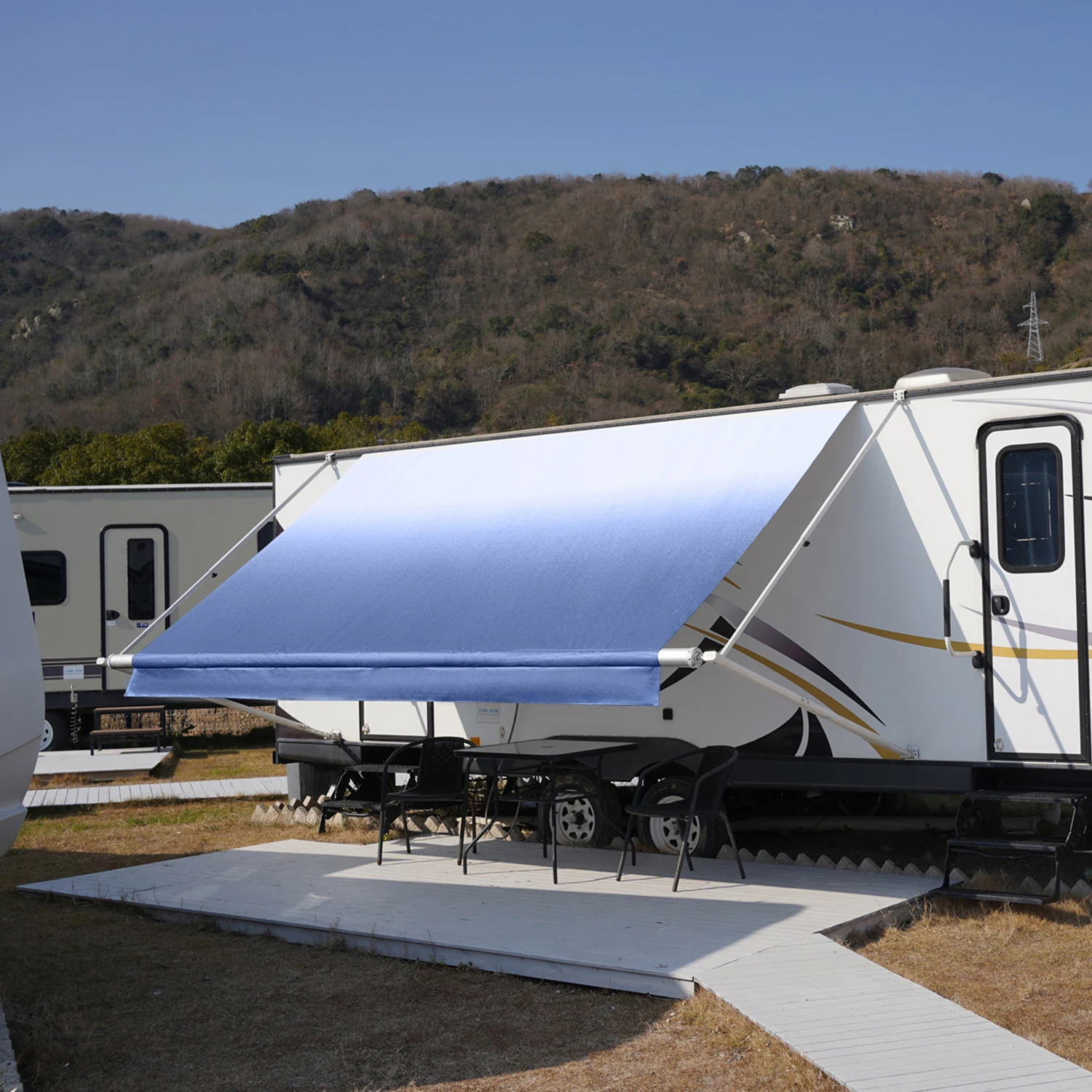 Toldo para rv, tecido de substituição para trailer de trailer, poliéster revestido de vinil super pesado, 15' 2 "(adequado para toldo de 16')