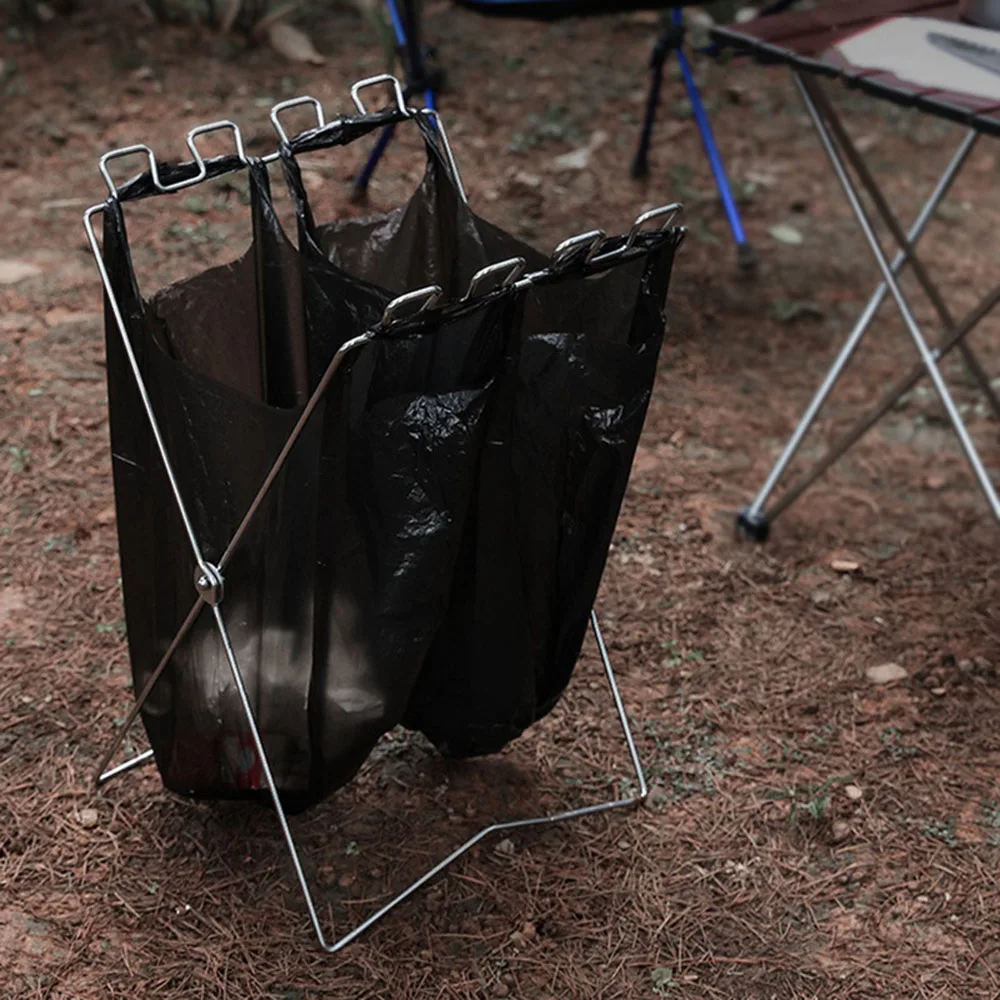 Portable Picnic Camping Outdoor Folding Trash Rack Garbage Frame Trash Bag Holder Stand Garbage Rack