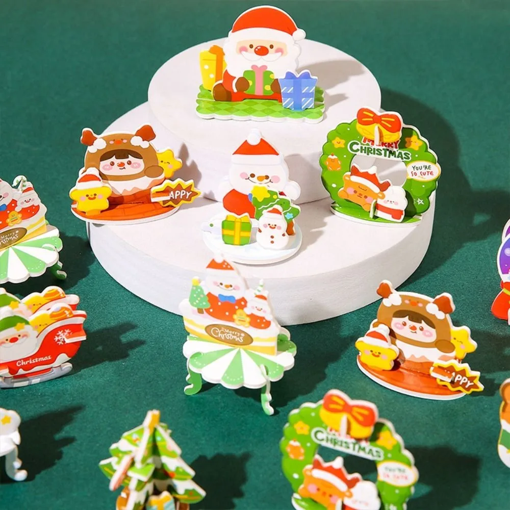 Santa Claus Christmas 3D Puzzle Snowman Handmade Kids Xmas Arts Puzzle Safety Random style DIY Mini Christmas Tree Gifts