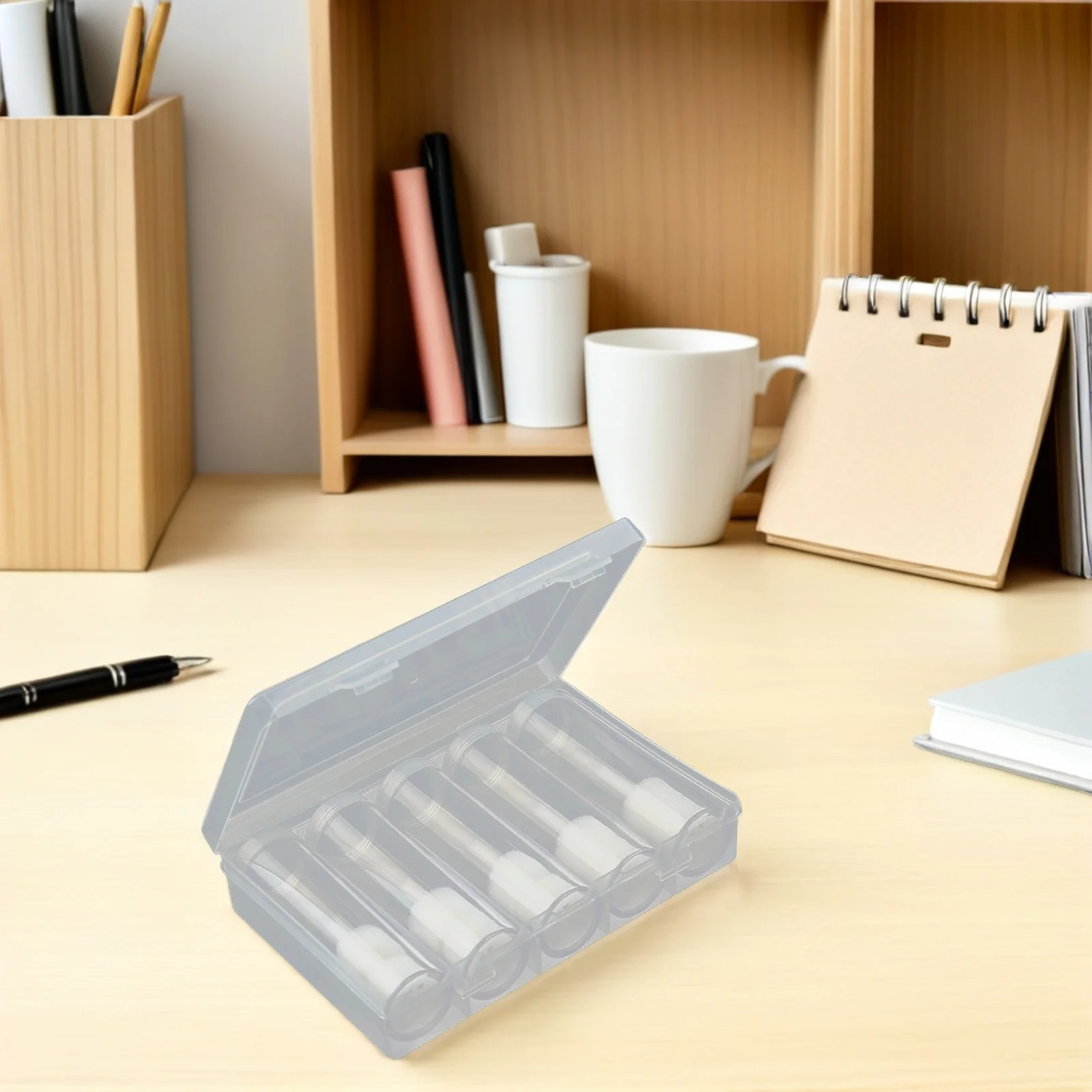 6pcs Plastic Clear Storage Tube Holder 5 Tube 1 Storage Box For Capsule Protection Display Dust-Proof Organizer Case