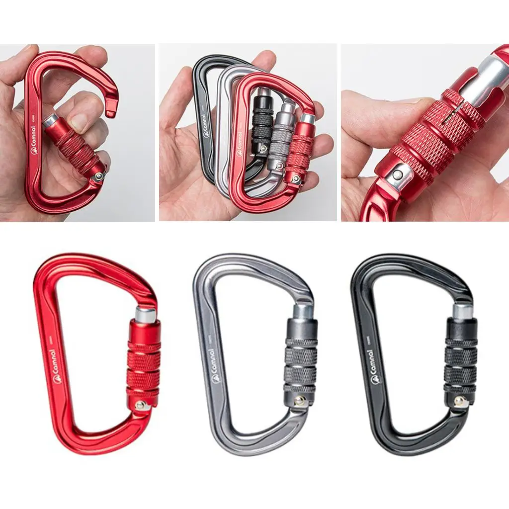 Heavy Duty Aluminium Alloy Carabiners Clips, 30KN Auto Locking D- Carabiner