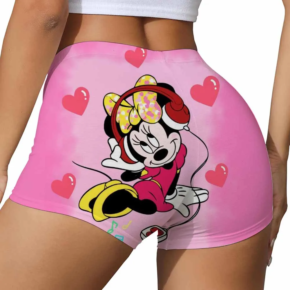 Pantaloncini attillati da yoga per allenamento atletico da donna Cartoon Topolino Minnie Pantaloncini a vita alta Pantaloni da palestra per motociclisti da pallavolo