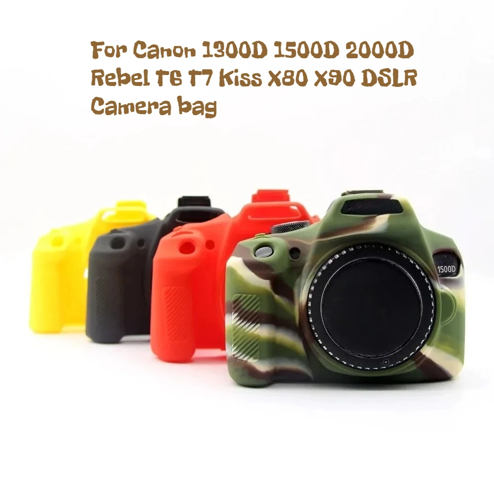 For Canon 1300D 1500D 2000D Rebel T6 T7 Kiss X80 X90 DSLR Camera bag Rubber Silicon Case Soft Body Cover Protector Skin