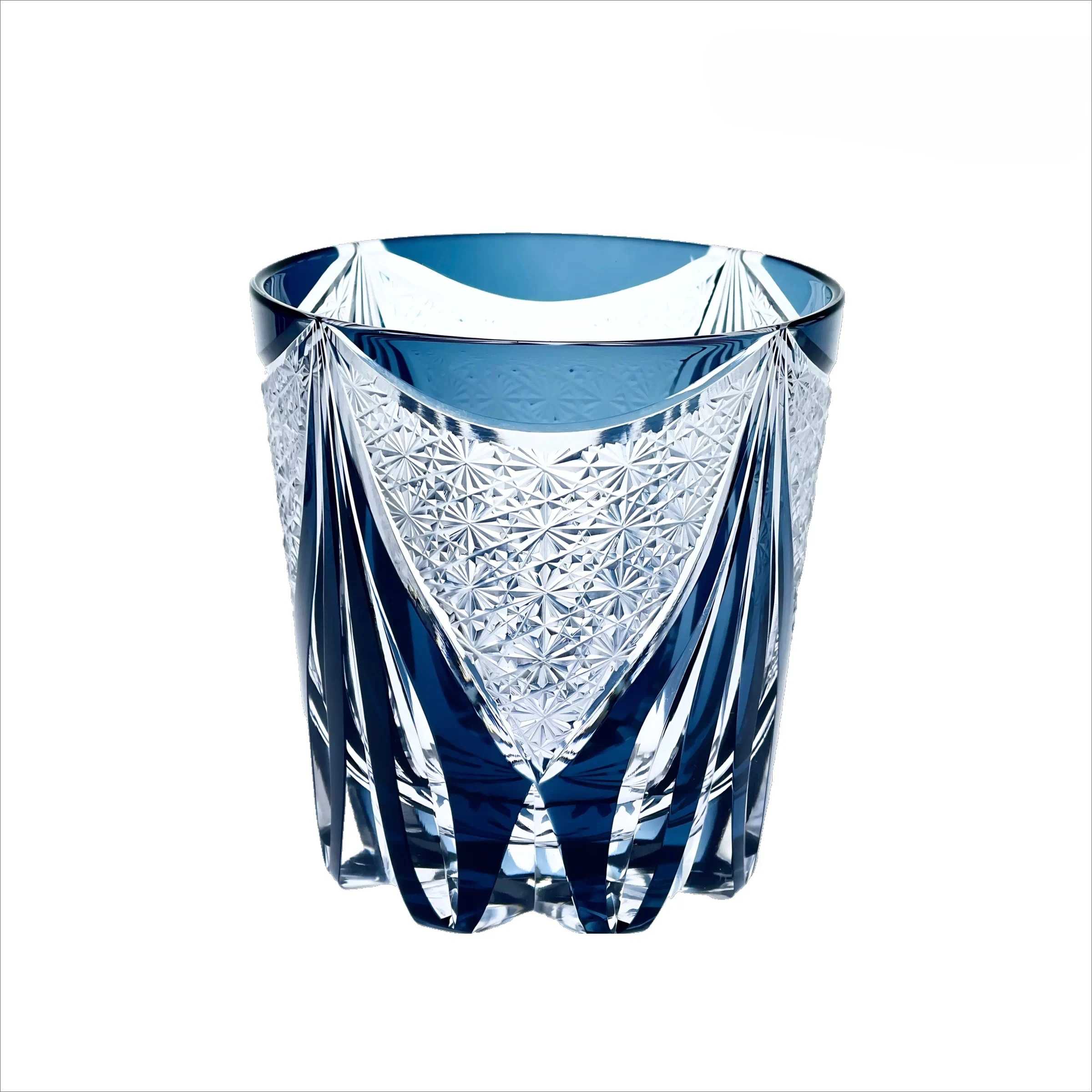PYH Modern Light Luxury High Sense Night Blue Ice Hand Carved Crystal Cup Whiskey Foreign Wine Cup Glass Gift
