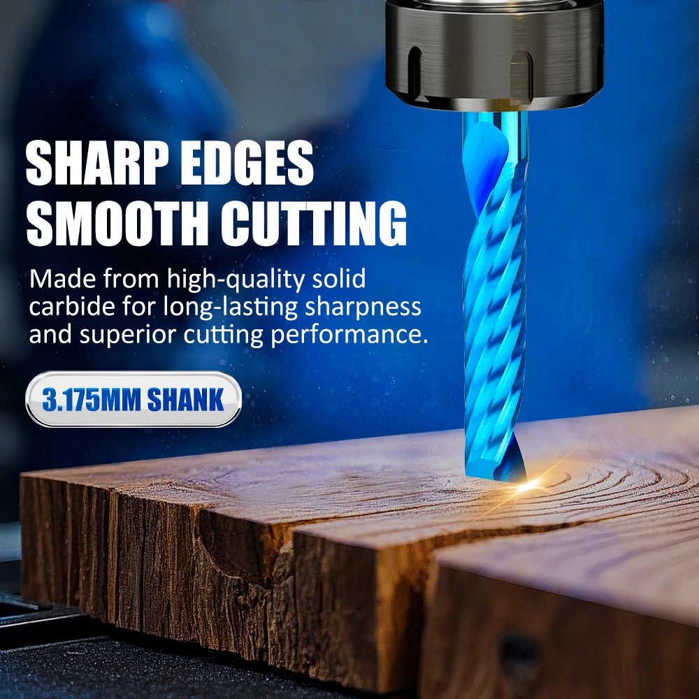 XCAN 10 قطعة نهاية مربعة مطحنة الكرة الأنف كربيد قاطعة المطحنة 1/8 ''CNC راوتر بت فلوت واحد 2 الناي قواطع الخشب أدوات