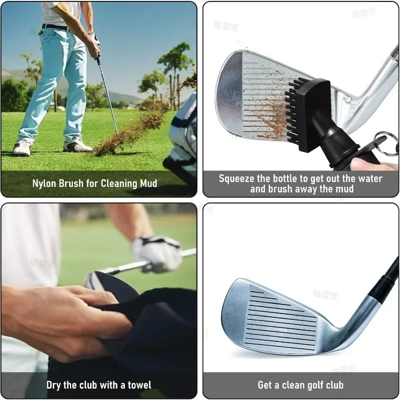 Golfschläger-Reinigungsbürste Tragbarer Rillenreiniger mit Sprühflasche Golfbürste Golfschläger-Reinigungswerkzeug Golf-Zubehör – Detail 5