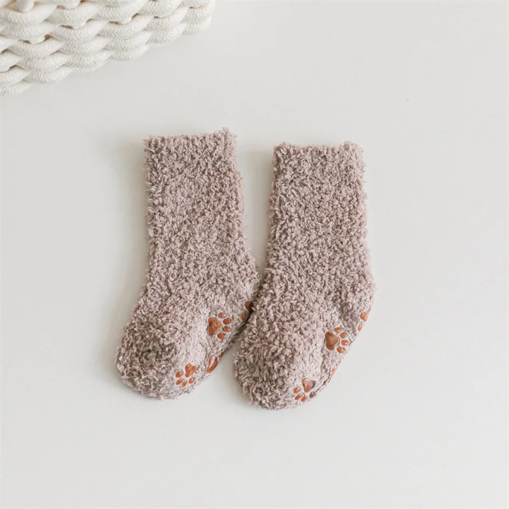 Comfortable Breathable Baby Socks Lovely Non-slip Fluffy Socks Kids Toddler Baby Boys Girls Coral Fleece