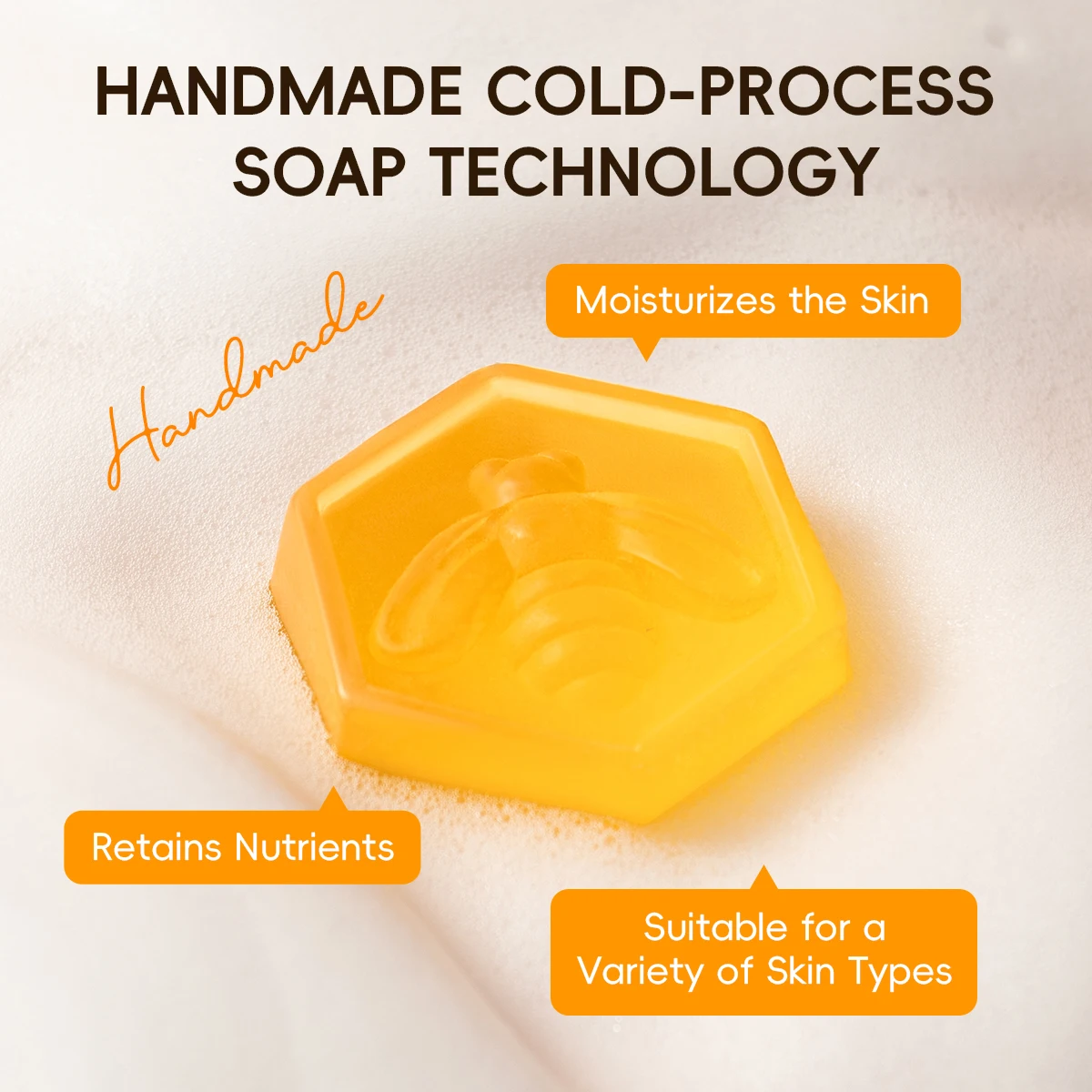 LAIKOU Honey Glow Handmade Soap Gentle Cleansing For Face Body Reduce Dullness Even Out Skin Tone 20g