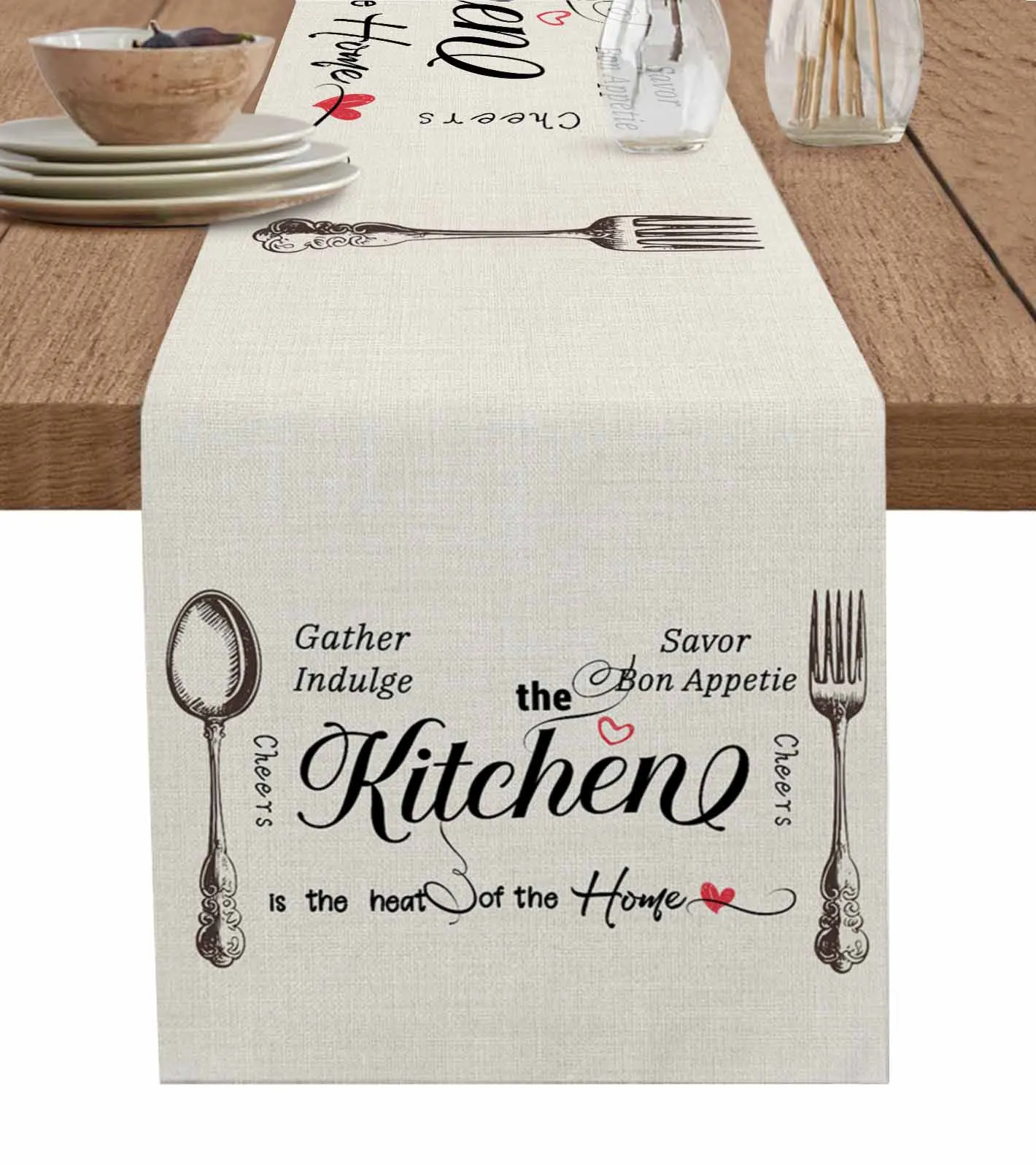 Kitchen Tool Spoon Table Runner for Dining Table Kitchen Decor Tablecloth Wedding Dining Table Runner