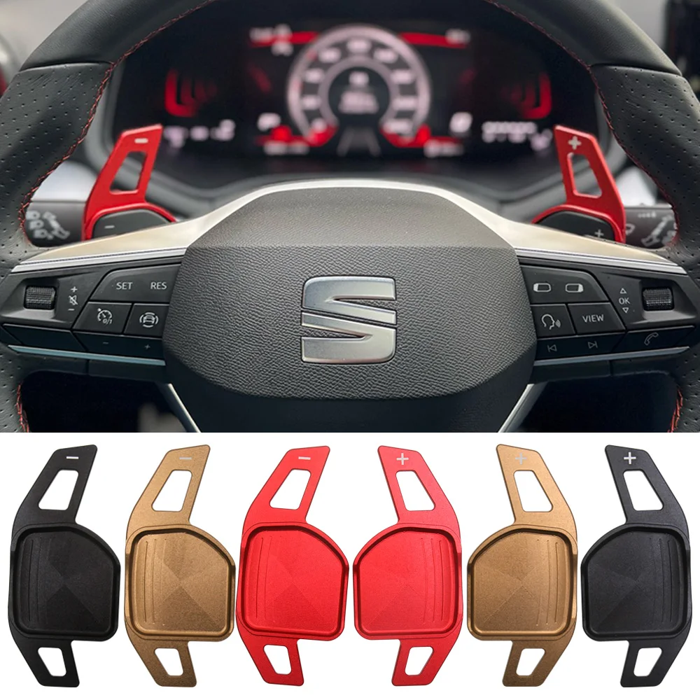Levas de cambio para Seat León FR Cupra Ateca Ibiza 6P Arona Tarraco Alhambra, extensión para volante de coche, pegatinas para cambio DSG