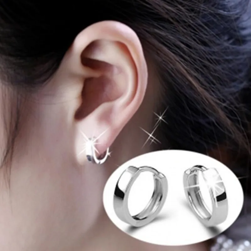 Tide Korean Fashion Glossy Lovers Circle Ear Ring Earrings Punk Male And Female Anti-allergic Buckle Jewelry Earring Wholesale