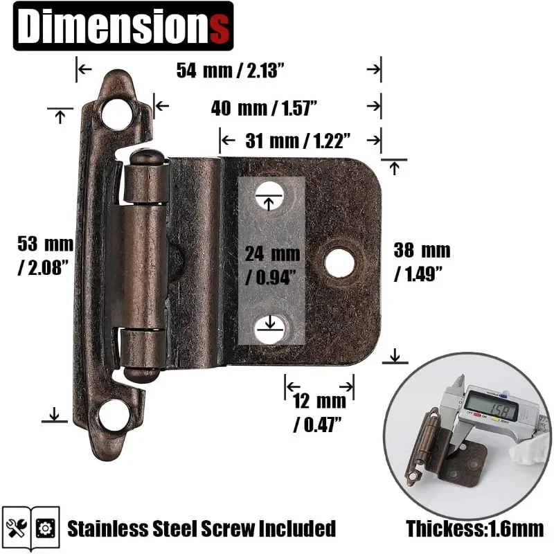 

3/8-дюймовые дверные петли шкафа, натертая маслом бронза