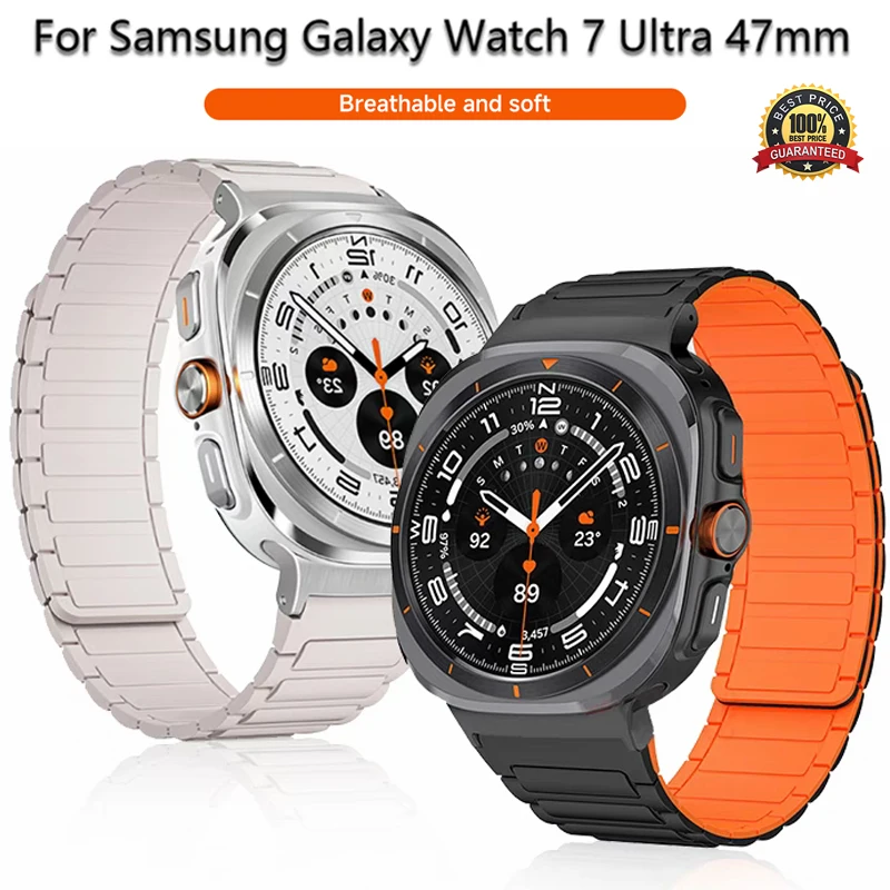สายซิลิโคนแม่เหล็กสําหรับ Galaxy Watch 7 Ultra 47 มม.สร้อยข้อมือสําหรับ Galaxy นาฬิกา Ultra 47 มม.ไม่มีช่องว่าง Quick สายรัดข้อมือใหม่
