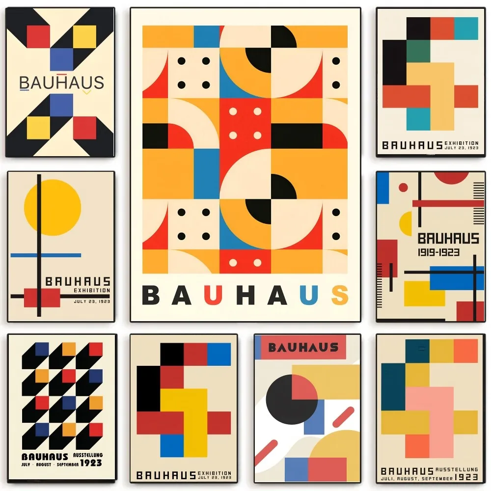 Abstract Original Bauhaus Expo Architectural Geometric Posters Stickers Living Room Bedroom Entrance Cafe Wall Art Decoration