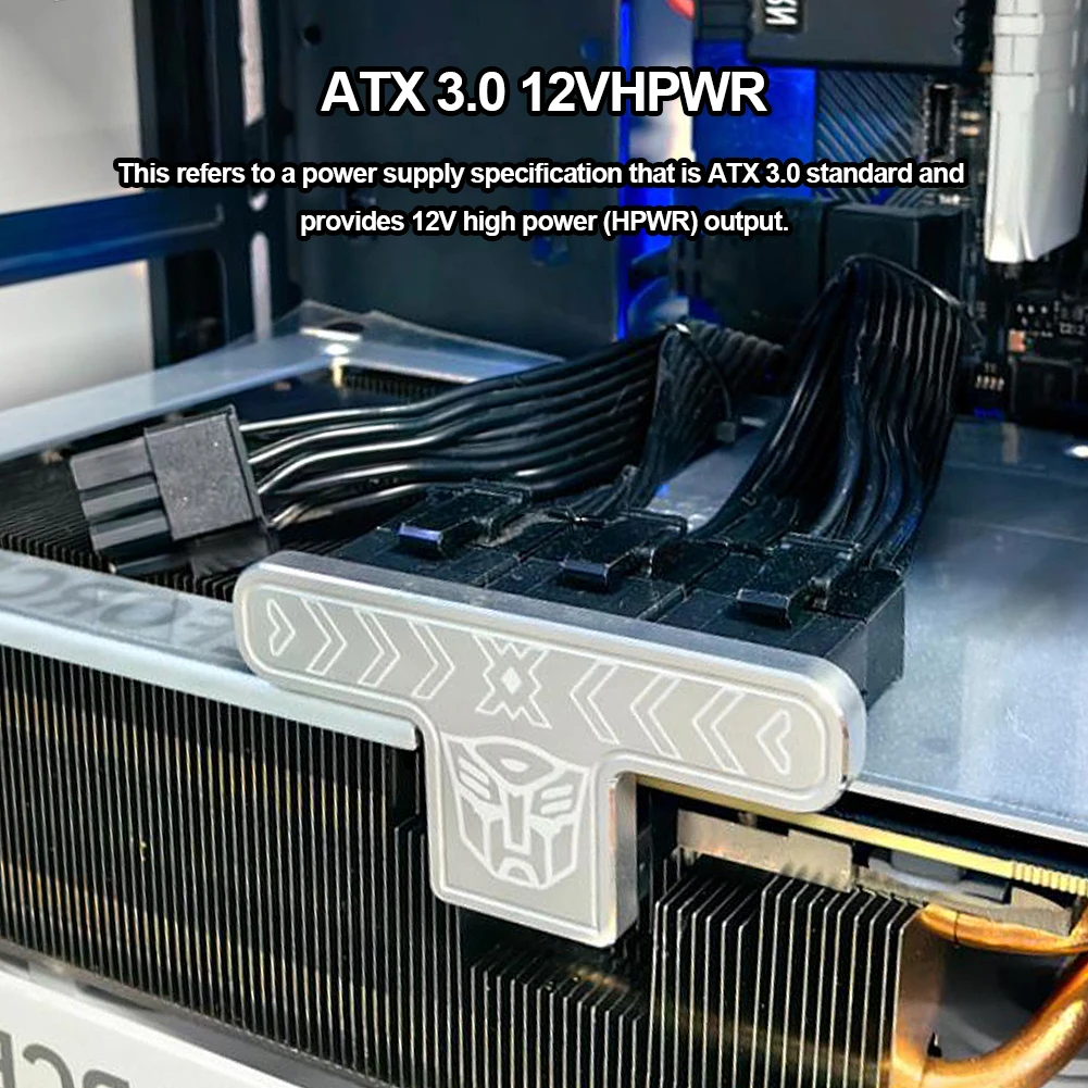 Carte graphique PCIE ATX3.0, connecteur tournant à 180 degrés mâle à femelle, plaque d'adaptation 12 + 4 broches 600W 3x8 broches à série 40 pour PC de bureau