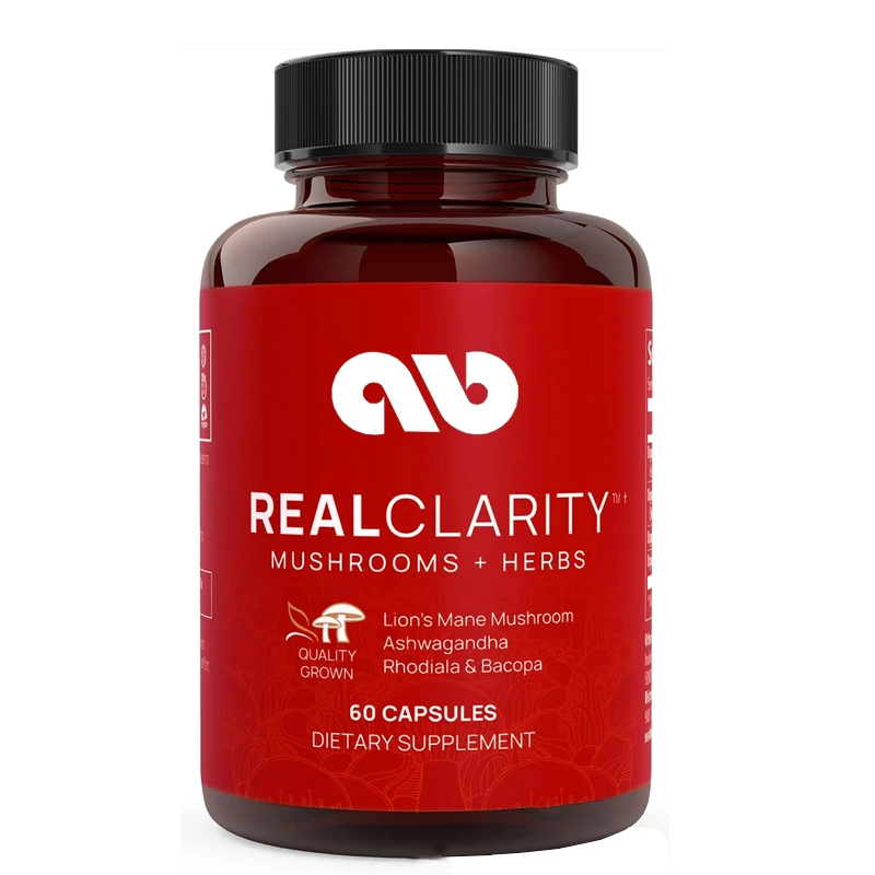 RealClarity Mushroom Powder Capsules - Organic Lion Mane Capsules Adult Focus Supplement -60 Capsules