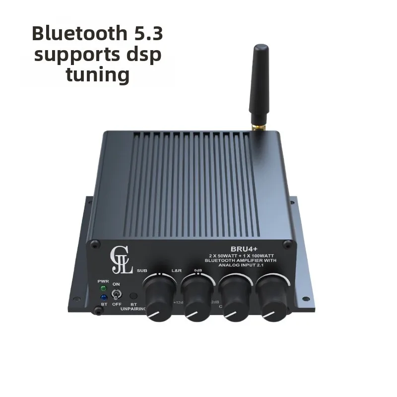 2x50w+100w 2.1 channel tpa3116 hifi digital bluetooth 5.3 power amplifier dsp tuning bru4+
