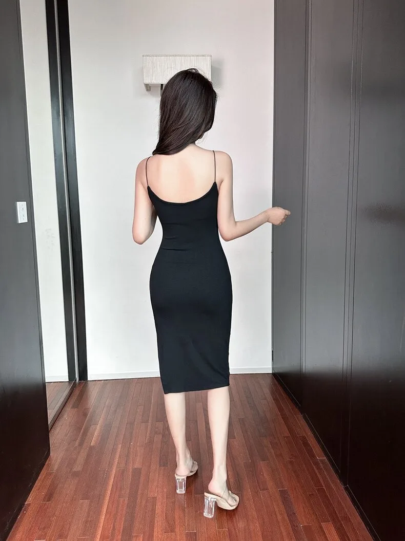 Mittellanges Trägerloses Kleid für Damen, Sexy Rückenfreies Bodycon-Kleid mit Schlitz für Trendbewusste Frauen – Detail 15
