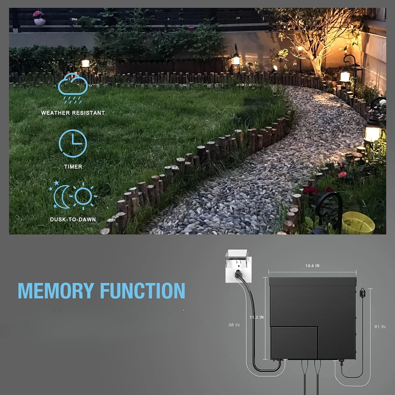 Low Voltage Transformer 600W Landscape Lighting Power Pack with Timer Photo Eye