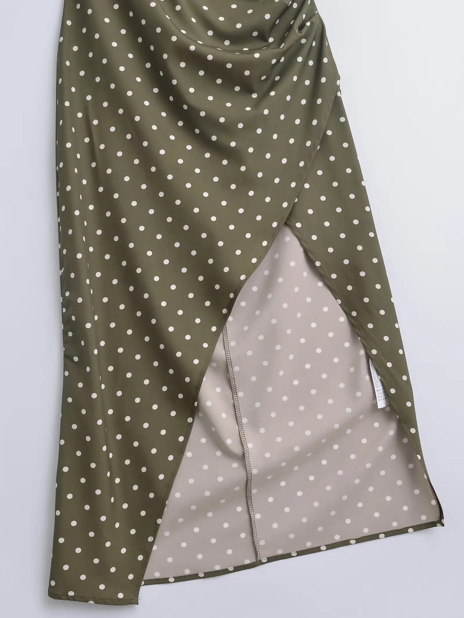 KONDALA 2025 Holiday Party Donna Green Dot Dress Pieghe Cerniera Slim Abito lungo a canotta Moda femminile Chic Abiti