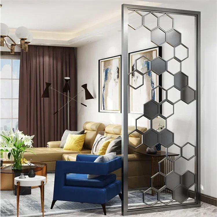 Indoor Screen Partition,Decorative Living Room Metal Stainless Steel Hanging Room Divider Paritions Screen