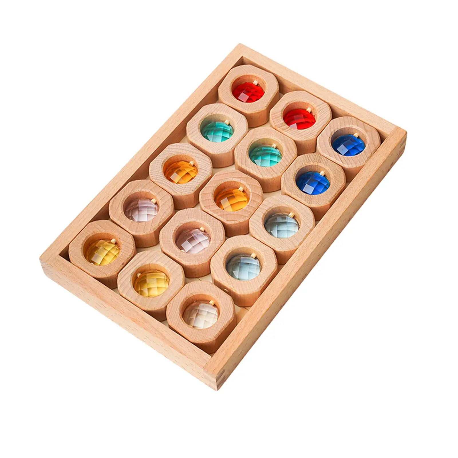 

Wooden Building Blocks Set for Kids Stacking Toy with Storage Case Educational Toys Rainbow Acrylic Cubes for Birthday Gift