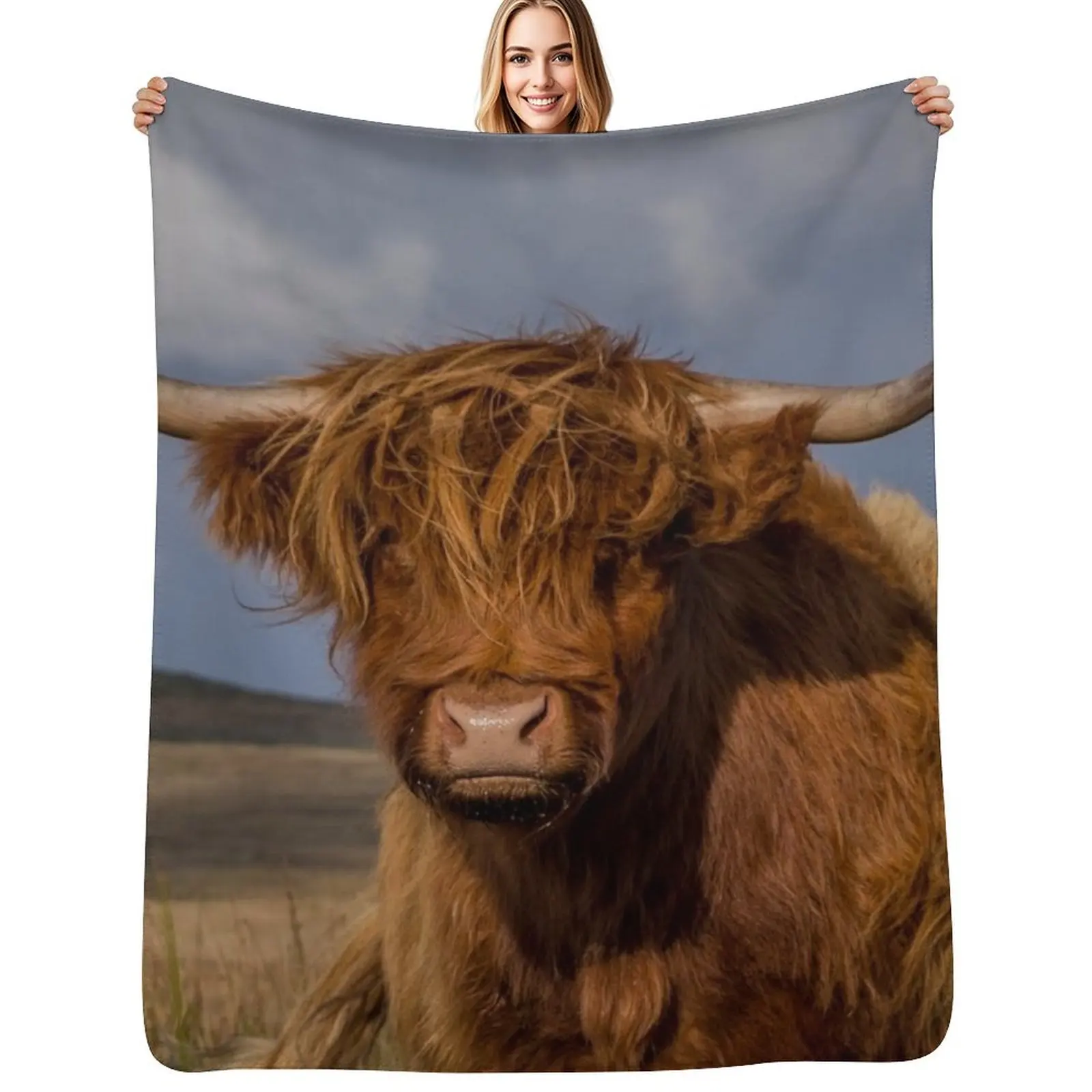 

Highland Coo Throw Blanket Air Conditioner Soft Blanket for Office Home