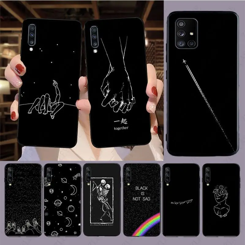 love heart black space airplane Phone Cover For samsung A14 A53 A13 A12 A40 A22 A23 A32 A34 A50 A51 A52S A54 A70 A71 A73 cases