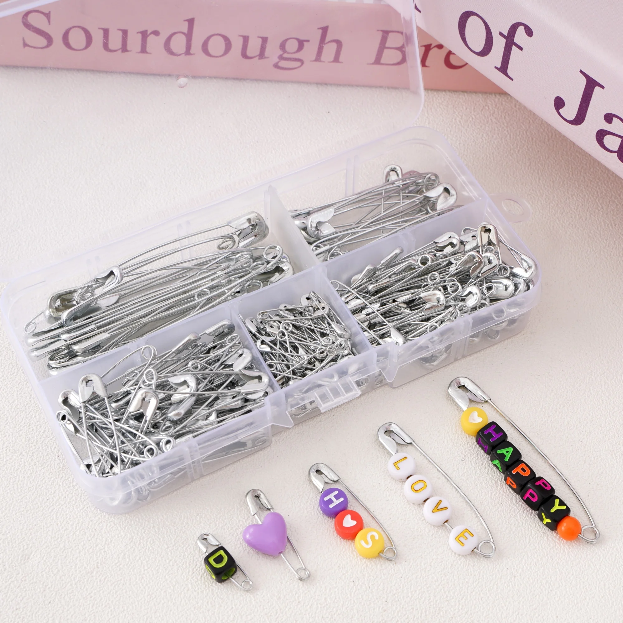 

260pcs/set Safety Pins Home Use Assorted Sizes Large and Small Stainless Steel Pins for Clothes Sewing Crafts DIY Projects