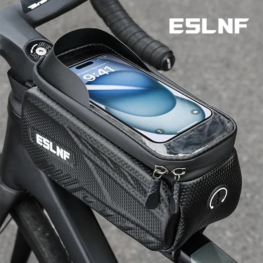 ESLNF Touch Screen Bike Pouch Phone Case Light Barrier Waterproof Bicycle Front Frame Bag Hard Shell Case Cycling Accessories