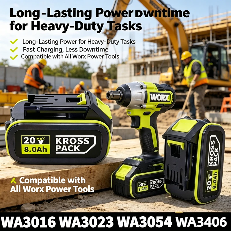 

Оригинальный сменный аккумулятор WORX 20V 6000mAh 8000mAh, для беспроводных электроинструментов WA3551 WA3551.1 WA3553 WA3641 WX373